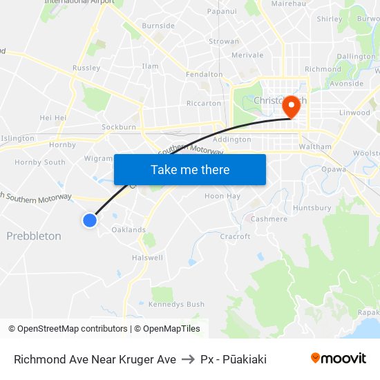 Richmond Ave Near Kruger Ave to Px - Pūakiaki map