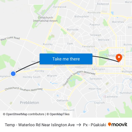 Temp - Waterloo Rd Near Islington Ave to Px - Pūakiaki map