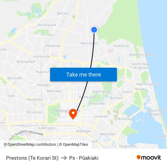 Prestons (Te Korari St) to Px - Pūakiaki map