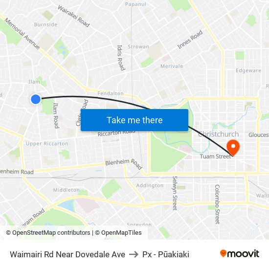 Waimairi Rd Near Dovedale Ave to Px - Pūakiaki map