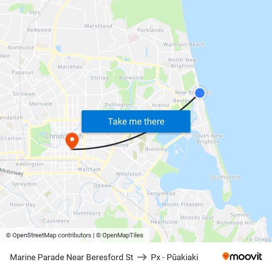 Marine Parade Near Beresford St to Px - Pūakiaki map