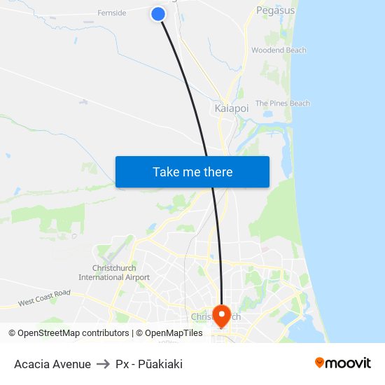Acacia Avenue to Px - Pūakiaki map