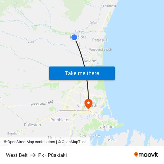 West Belt to Px - Pūakiaki map
