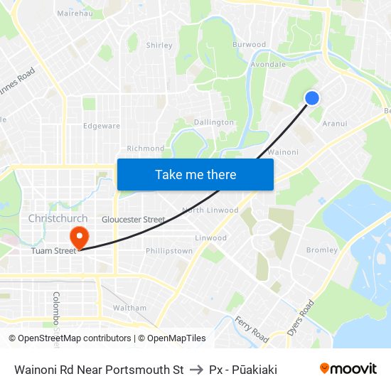 Wainoni Rd Near Portsmouth St to Px - Pūakiaki map