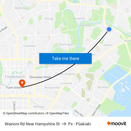 Wainoni Rd Near Hampshire St to Px - Pūakiaki map