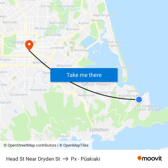 Head St Near Dryden St to Px - Pūakiaki map