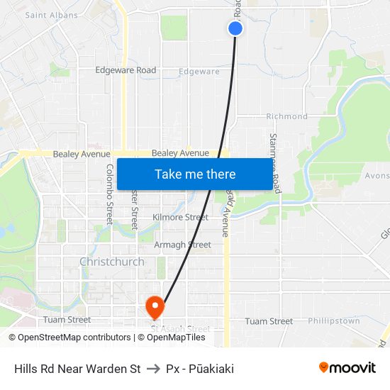 Hills Rd Near Warden St to Px - Pūakiaki map