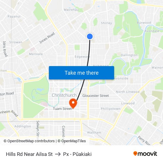 Hills Rd Near Ailsa St to Px - Pūakiaki map