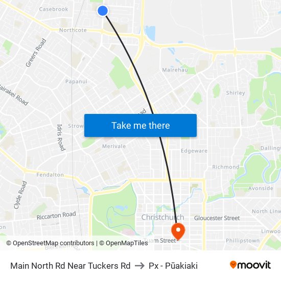 Main North Rd Near Tuckers Rd to Px - Pūakiaki map