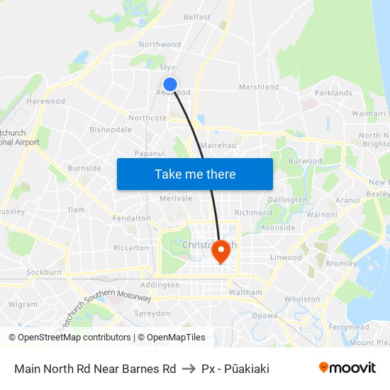 Main North Rd Near Barnes Rd to Px - Pūakiaki map