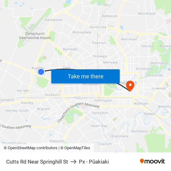 Cutts Rd Near Springhill St to Px - Pūakiaki map