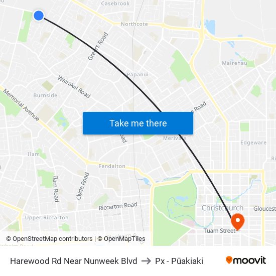 Harewood Rd Near Nunweek Blvd to Px - Pūakiaki map