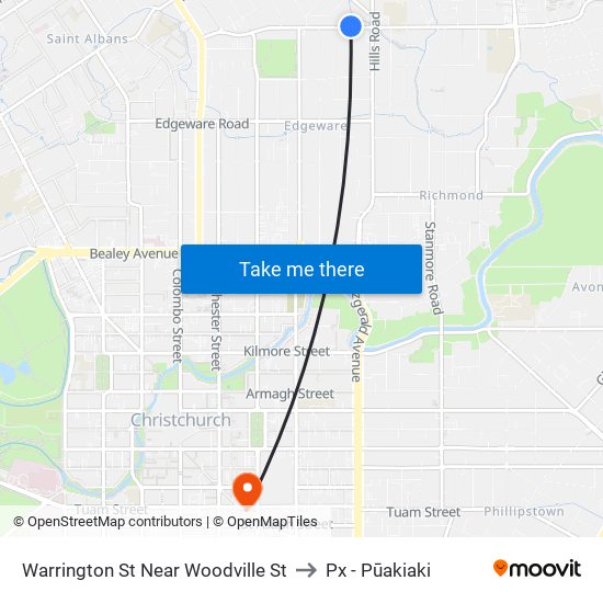 Warrington St Near Woodville St to Px - Pūakiaki map