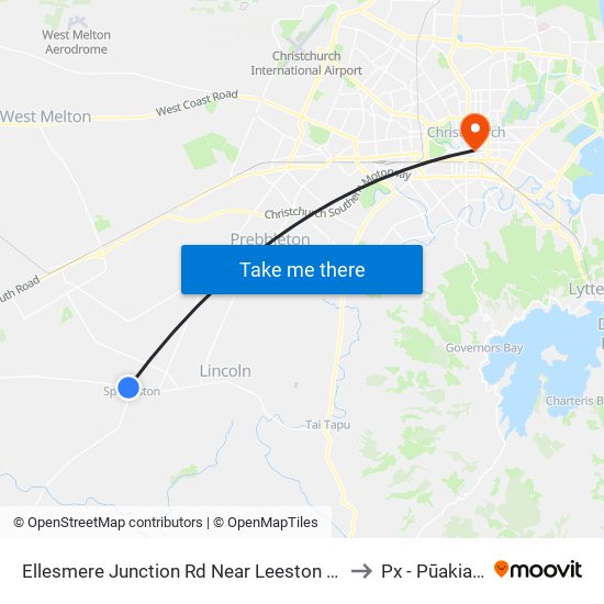 Ellesmere Junction Rd Near Leeston Rd to Px - Pūakiaki map