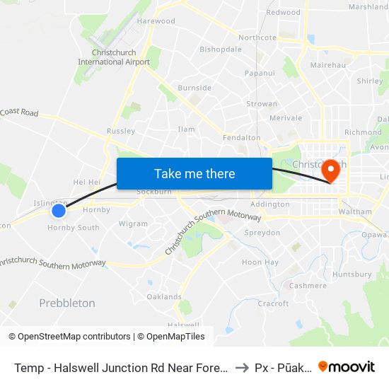 Temp - Halswell Junction Rd Near Foremans Rd to Px - Pūakiaki map