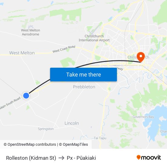 Rolleston (Kidman St) to Px - Pūakiaki map