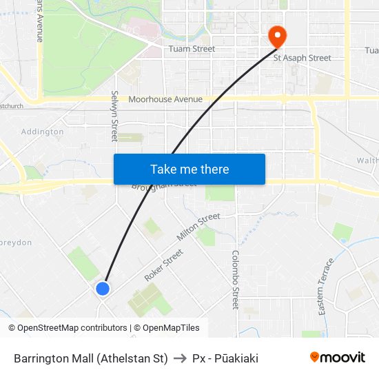 Barrington Mall (Athelstan St) to Px - Pūakiaki map