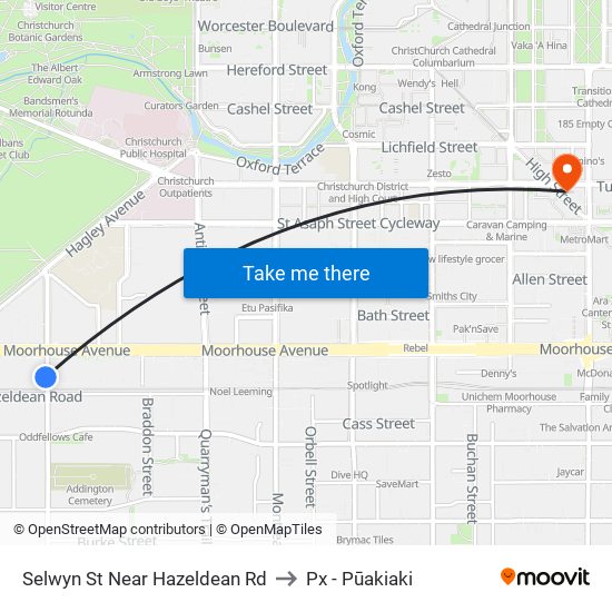 Selwyn St Near Hazeldean Rd to Px - Pūakiaki map