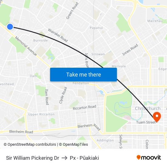 Sir William Pickering Dr to Px - Pūakiaki map