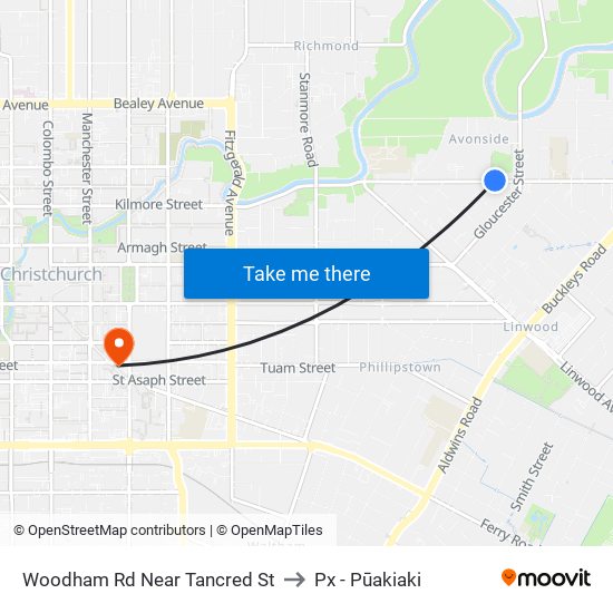 Woodham Rd Near Tancred St to Px - Pūakiaki map