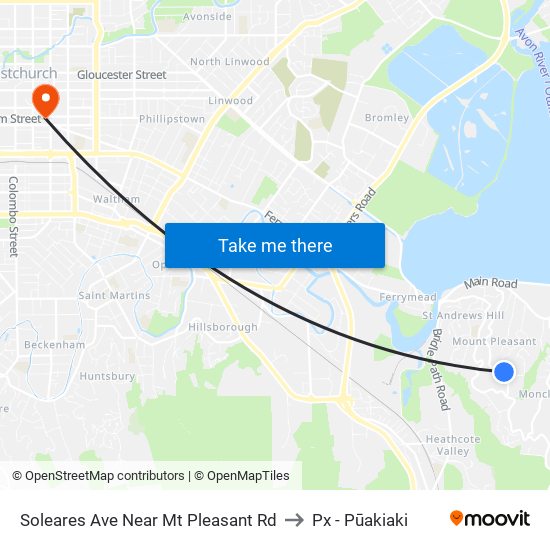 Soleares Ave Near Mt Pleasant Rd to Px - Pūakiaki map