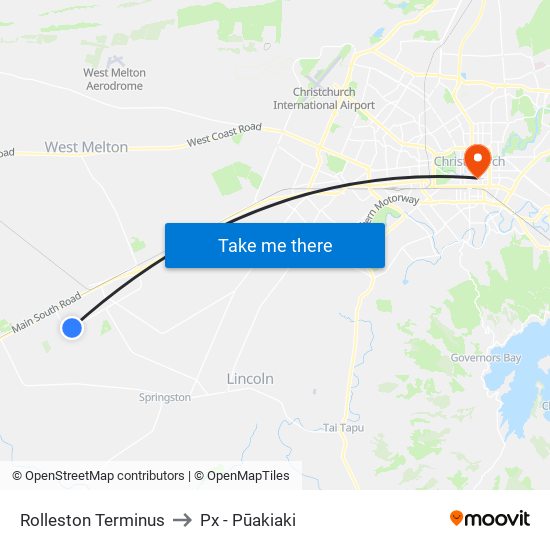 Rolleston Terminus to Px - Pūakiaki map