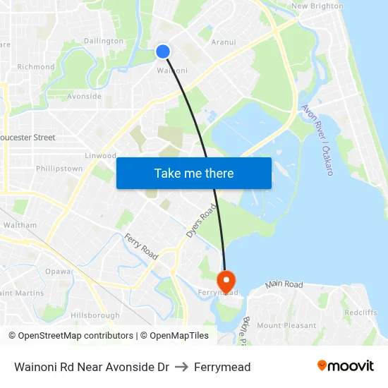 Wainoni Rd Near Avonside Dr to Ferrymead map
