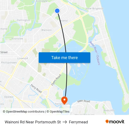 Wainoni Rd Near Portsmouth St to Ferrymead map
