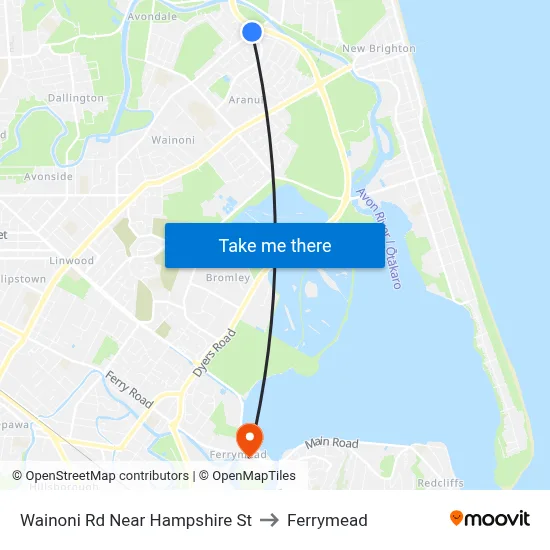Wainoni Rd Near Hampshire St to Ferrymead map