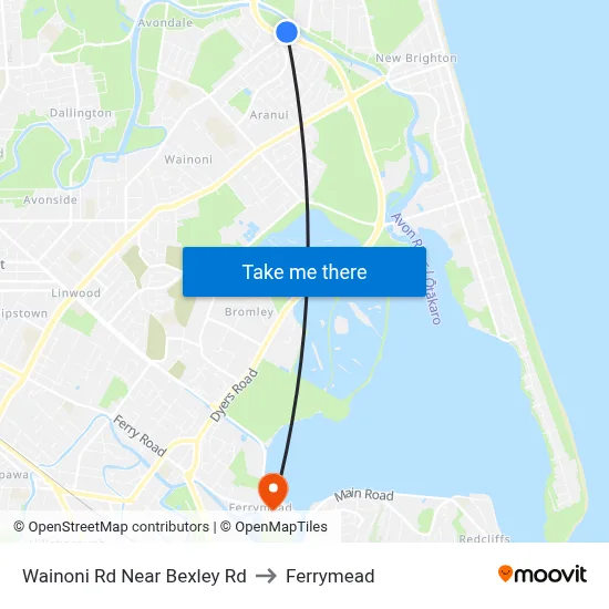 Wainoni Rd Near Bexley Rd to Ferrymead map