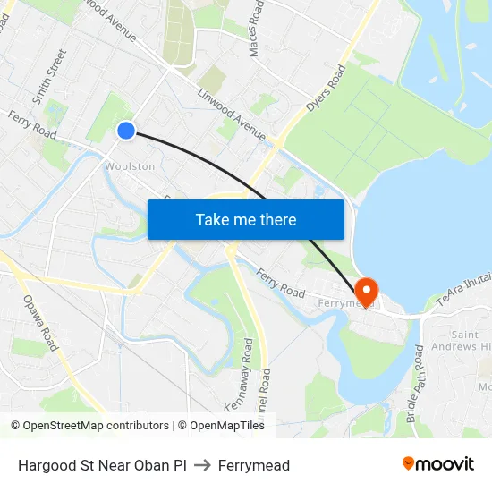 Hargood St Near Oban Pl to Ferrymead map