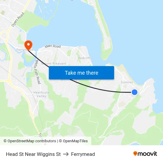 Head St Near Wiggins St to Ferrymead map