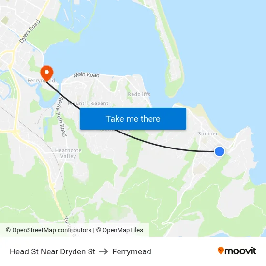 Head St Near Dryden St to Ferrymead map