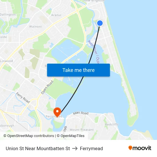 Union St Near Mountbatten St to Ferrymead map