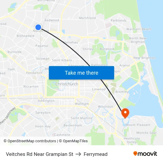 Veitches Rd Near Grampian St to Ferrymead map