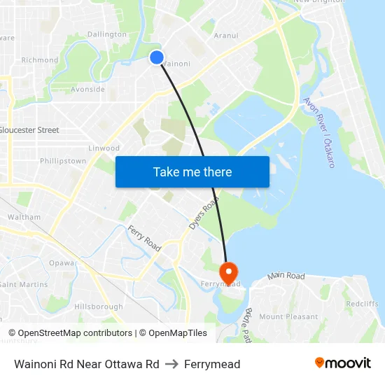 Wainoni Rd Near Ottawa Rd to Ferrymead map
