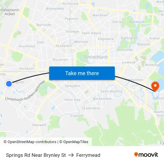 Springs Rd Near Brynley St to Ferrymead map