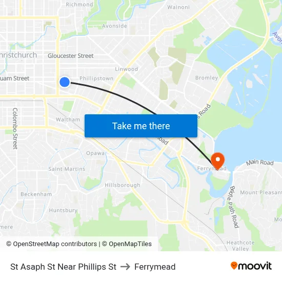 St Asaph St Near Phillips St to Ferrymead map