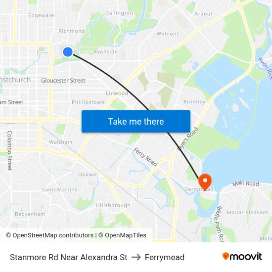 Stanmore Rd Near Alexandra St to Ferrymead map