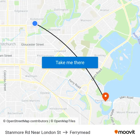 Stanmore Rd Near London St to Ferrymead map