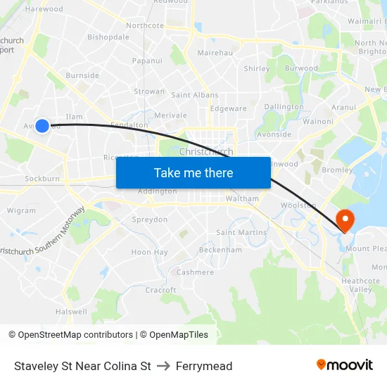 Staveley St Near Colina St to Ferrymead map