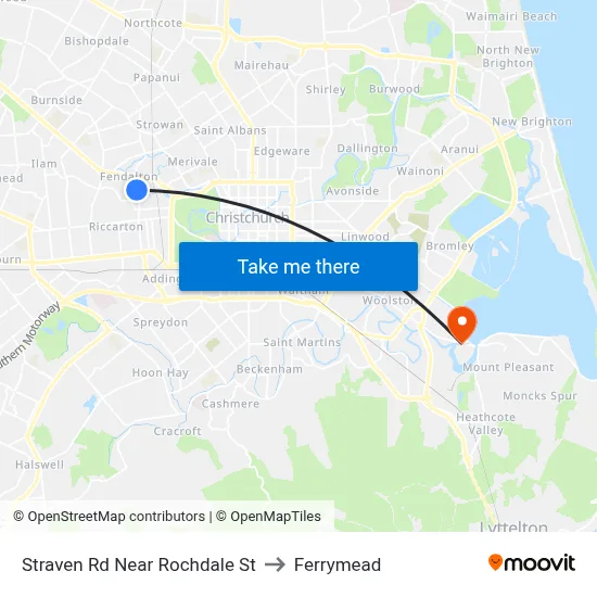 Straven Rd Near Rochdale St to Ferrymead map