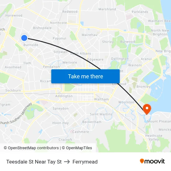 Teesdale St Near Tay St to Ferrymead map