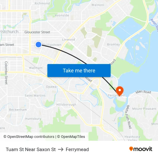 Tuam St Near Saxon St to Ferrymead map