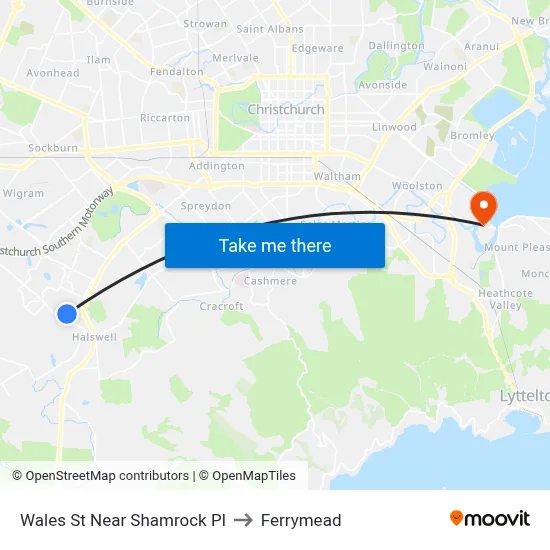 Wales St Near Shamrock Pl to Ferrymead map