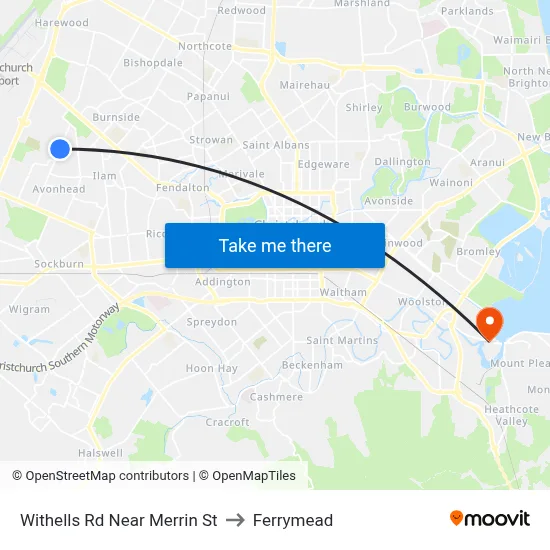 Withells Rd Near Merrin St to Ferrymead map