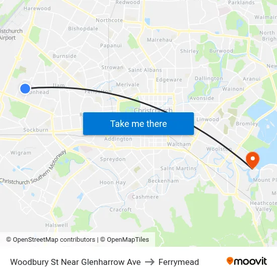 Woodbury St Near Glenharrow Ave to Ferrymead map