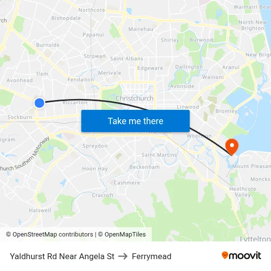 Yaldhurst Rd Near Angela St to Ferrymead map