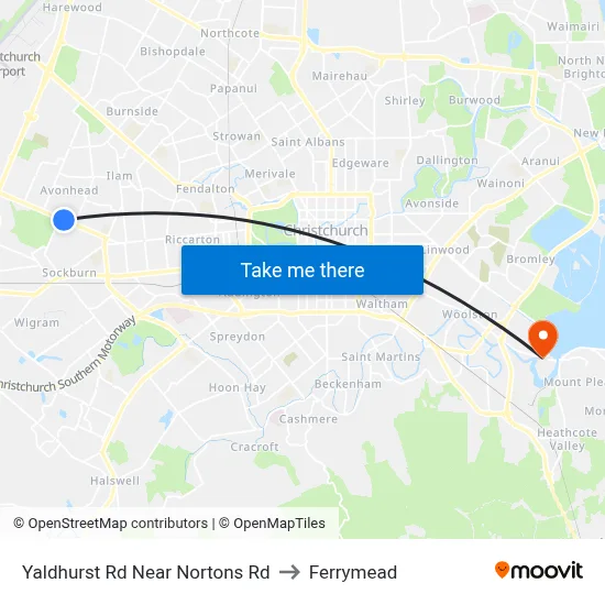 Yaldhurst Rd Near Nortons Rd to Ferrymead map