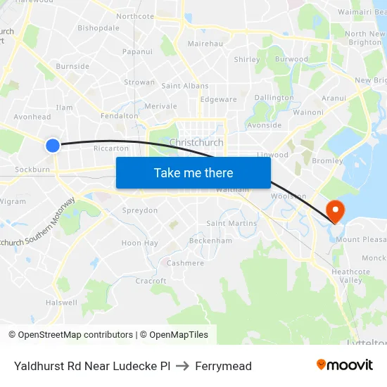 Yaldhurst Rd Near Ludecke Pl to Ferrymead map